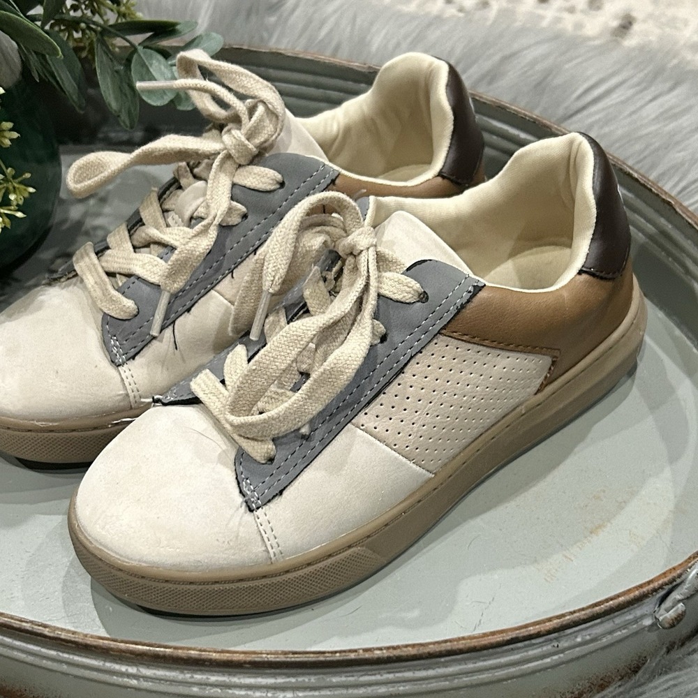 Kenneth Cole Reaction Youth Brown & Cream Sneakers Size 13‎